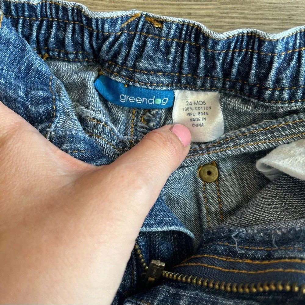 Greendog Toddler Denim Jeans Elastic Waist Medium Wash 4 Pockets 24 Months